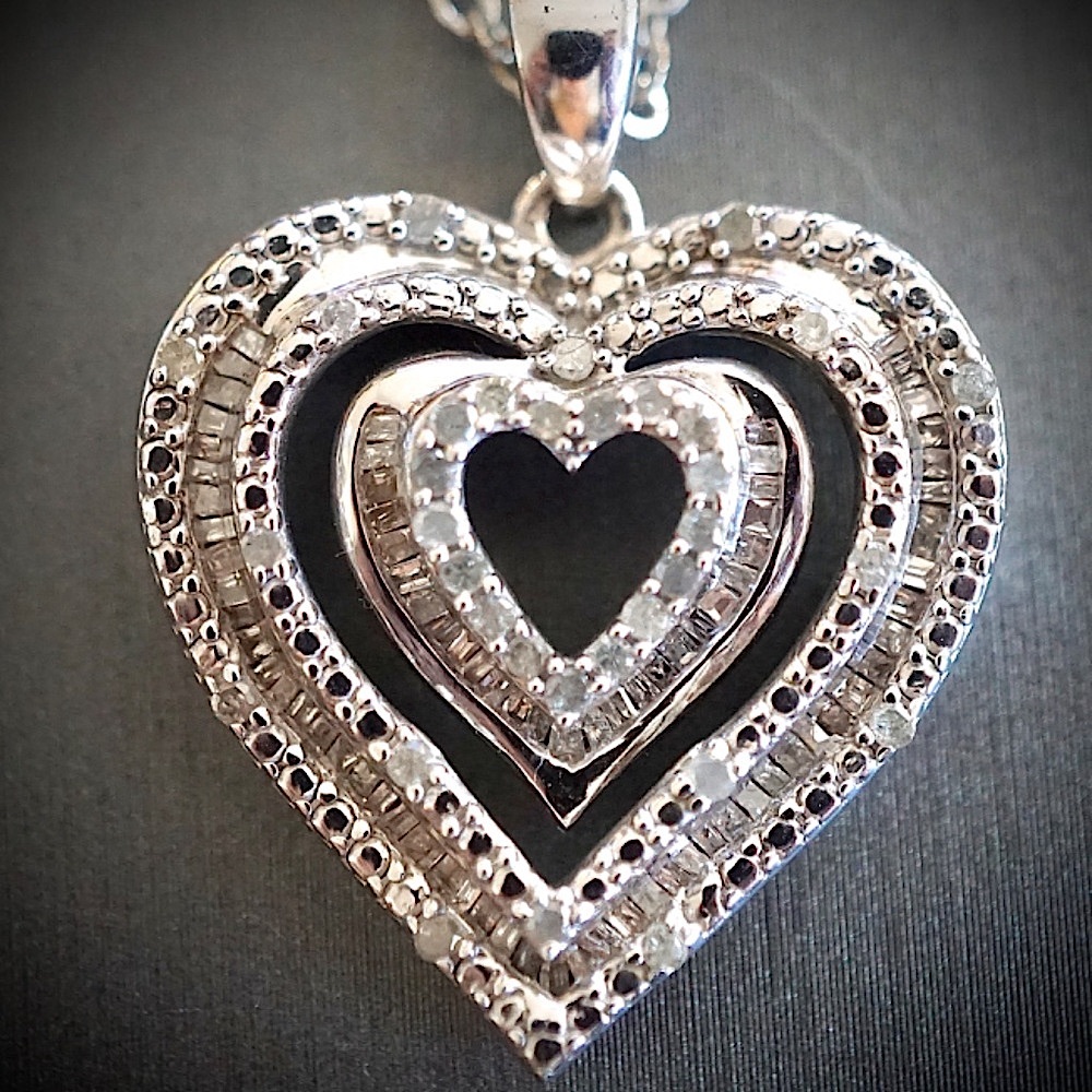 Genuine 112 Diamond Sterling Heart Pendant